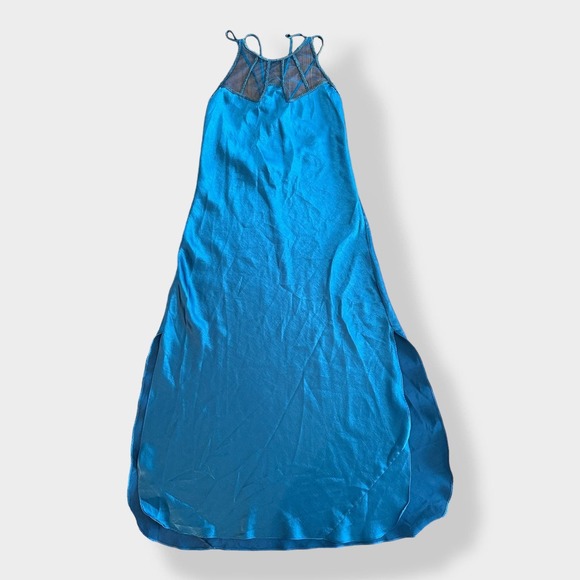 Victorias Secret Vintage Gold label Long Blue Slip‎ Dress Size M - Picture 1 of 7